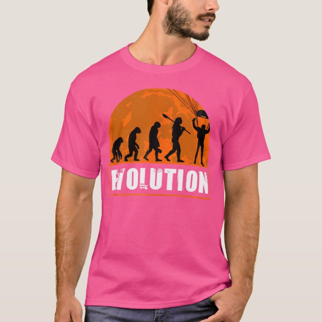 Sky Diving Funny Human Evolution T-Shirt (Front)