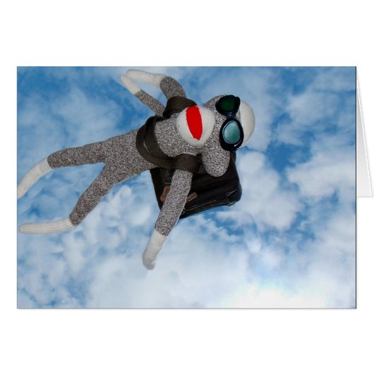 Sky Diving Sock Monkey! Cards (Front Horizontal)