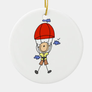 Sky Diving Stick Figure Ceramic Ornament