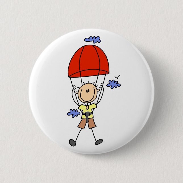 Sky Diving Stick Figure Pinback Button (Front)