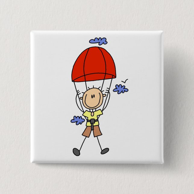 Sky Diving Stick Figure Pinback Button (Front)