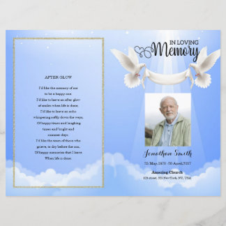 sky & dove Funeral Program template