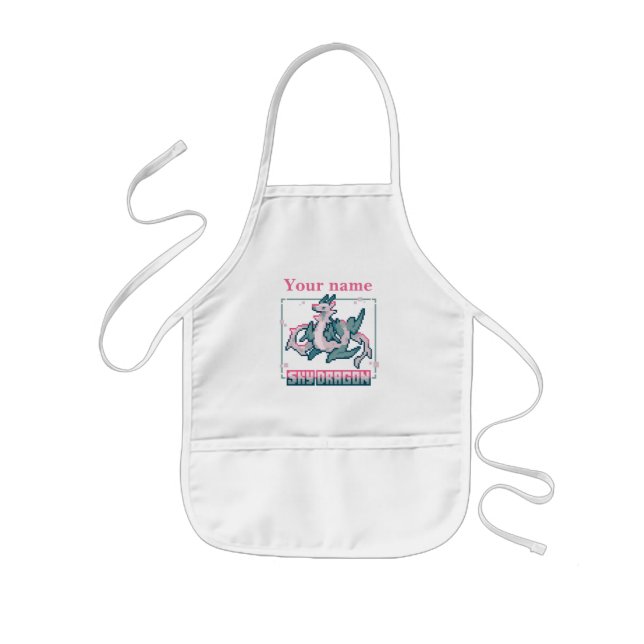 Sky dragon, air dragon Pixel Art Kids' Apron (Front)