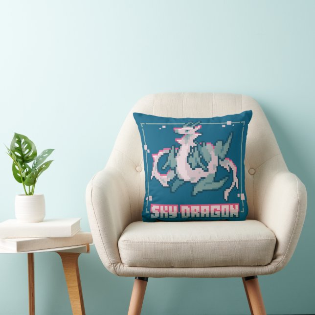 Sky Dragon, Pixel Art, Pixel Art Throw Pillow (Chair)