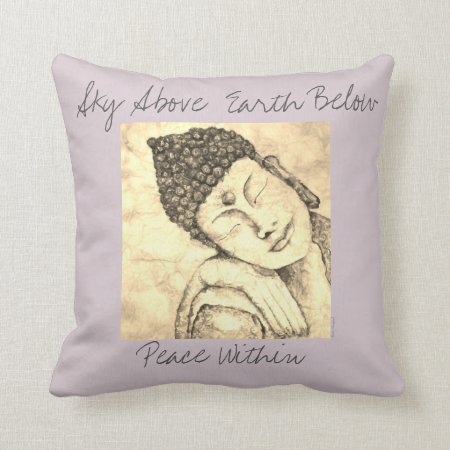 Sky Earth Peace Buddha Watercolor Art Pillow