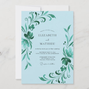 Sky Emerald Vine Wedding Invitation