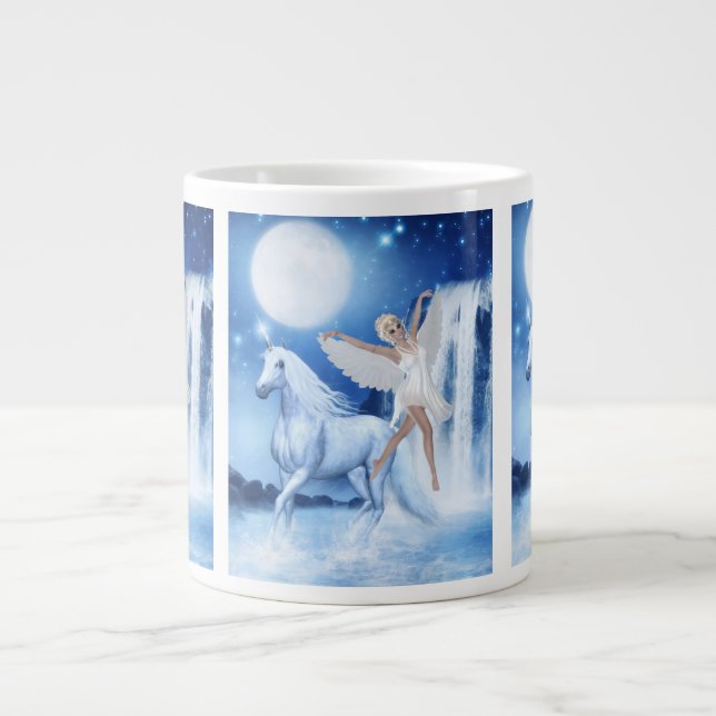 Sky Faerie Asparas and Unicorn Large Coffee Mug (Front)