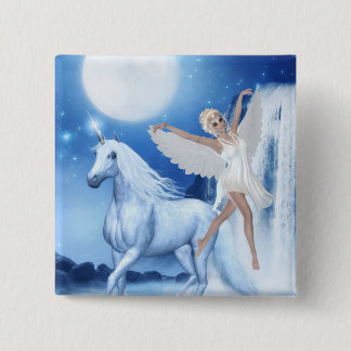Sky Faerie Asparas and Unicorn Pinback Button