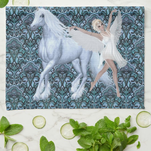 Sky Faerie Asparas and Unicorn Towel (Folded)