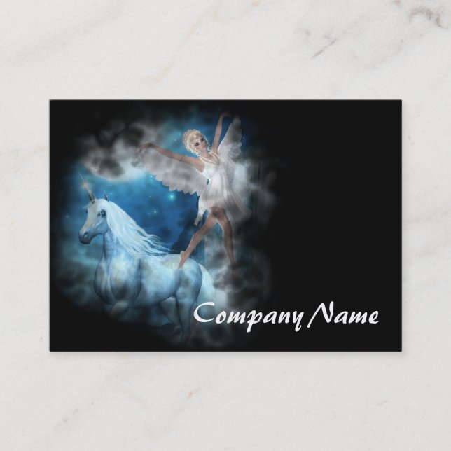 Sky Faerie Asparas and Unicorn Vignette Business Card (Front)