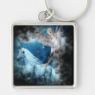 Sky Faerie Asparas and Unicorn Vignette Keychain