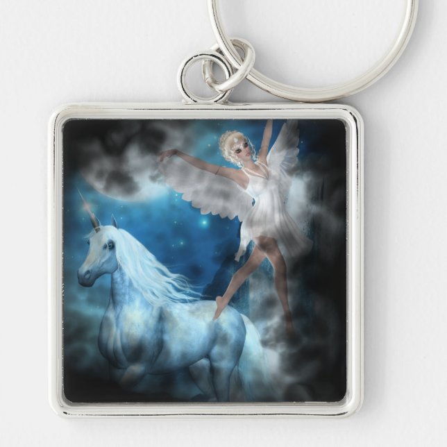Sky Faerie Asparas and Unicorn Vignette Keychain (Front)