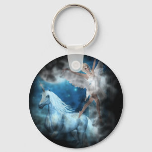 Sky Faerie Asparas and Unicorn Vignette Keychain