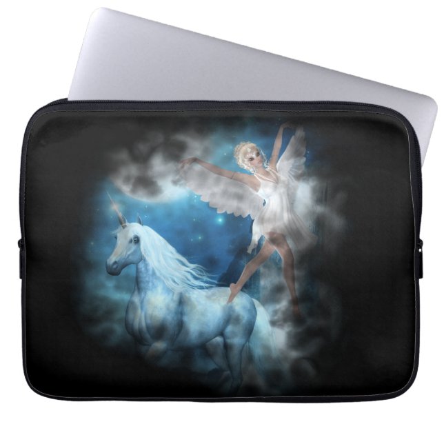 Sky Faerie Asparas and Unicorn Vignette Laptop Sleeve (Front)