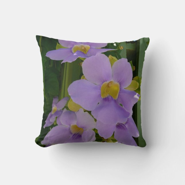 Sky Flower Vine Tropical Purple Floral Throw Pillow (Front)