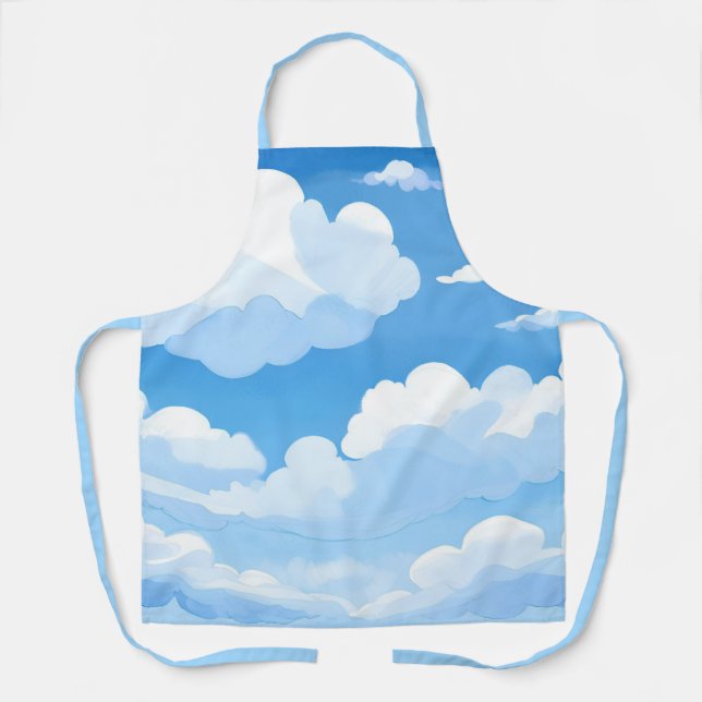 Sky Full of Clouds | Watercolor Blue Sky Painting Apron (Front)