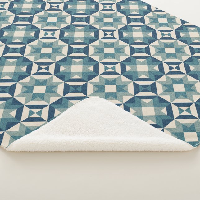 Sky full of stars - Geometric blue Sherpa Blanket (3/4)