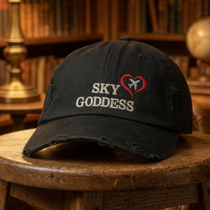 Sky Goddess Heart Airplane Cute Custom Name Embroidered Baseball Cap