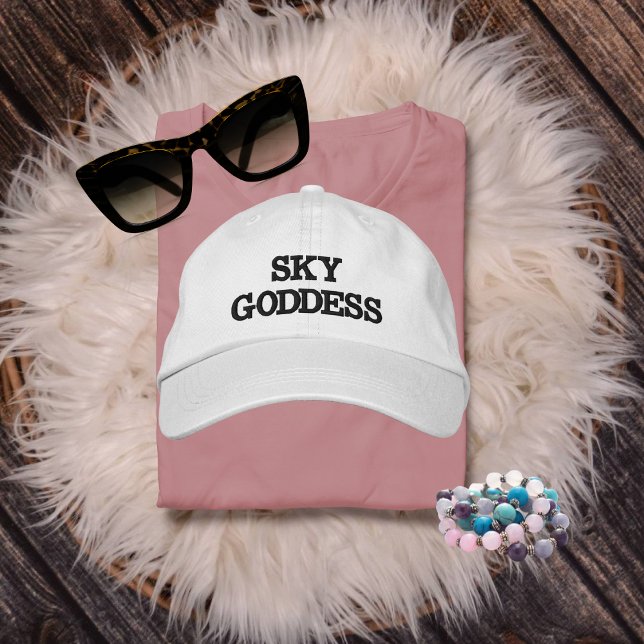 Sky Goddess Typography, Wanderlust, Simple Embroidered Baseball Cap (Creator Uploaded)