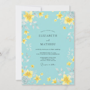 Sky Gold Bloom Wedding Invitation