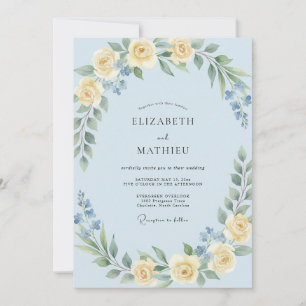 Sky Gold Wreath Wedding Invitation