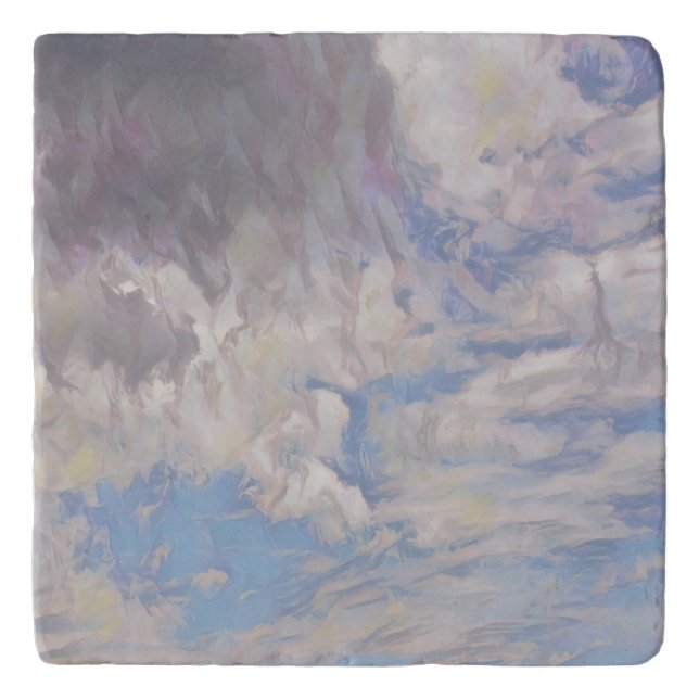 Sky Gray Blue Stone Art Trivet (Front)