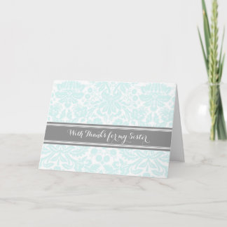 Sky Grey Damask Thank You Bridesmaid Sister