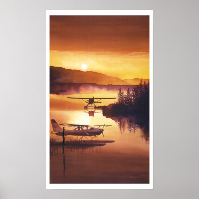 "Sky Harbor" Float Plane Watercolor Poster (Front)