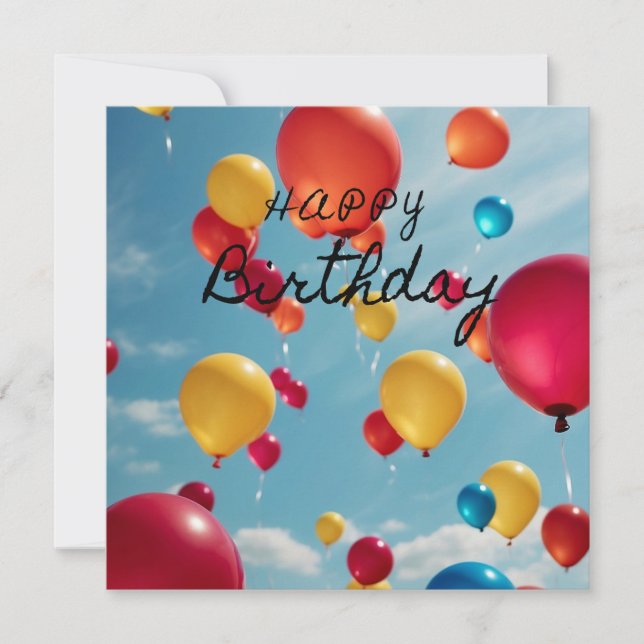 Sky High Celebrations: A Burst of Birthday Wishes Invitation (Front)