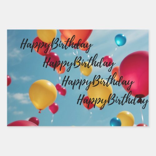 Sky High Celebrations A Burst of Birthday Wishes Wrapping Paper Sheets