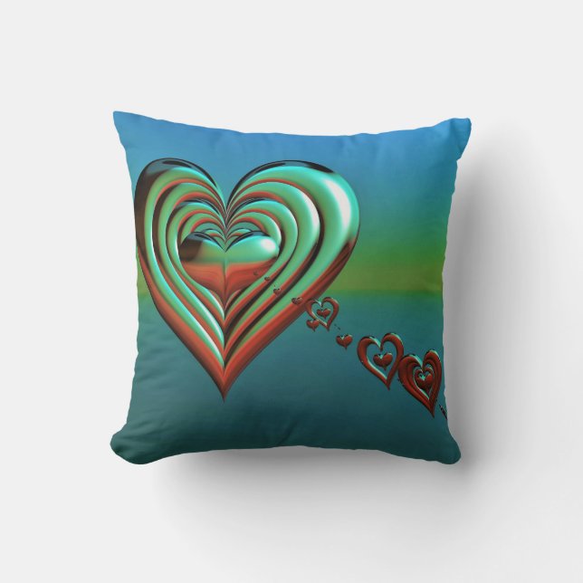 Sky High Hearts Throw Pillow (Front)