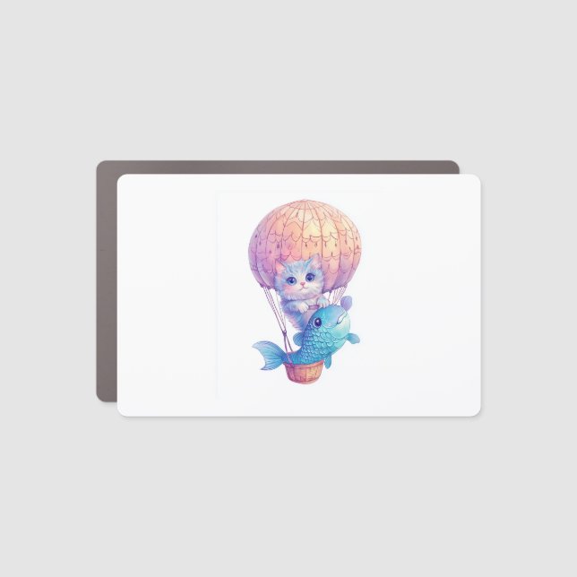 Sky High Kitty � Cute Whimsical Cat Adventure Car Magnet (Front)