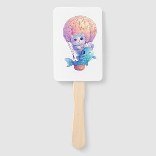 Sky High Kitty � Cute Whimsical Cat Adventure Hand Fan