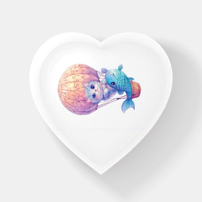 Sky High Kitty � Cute Whimsical Cat Adventure Paperweight (Front)
