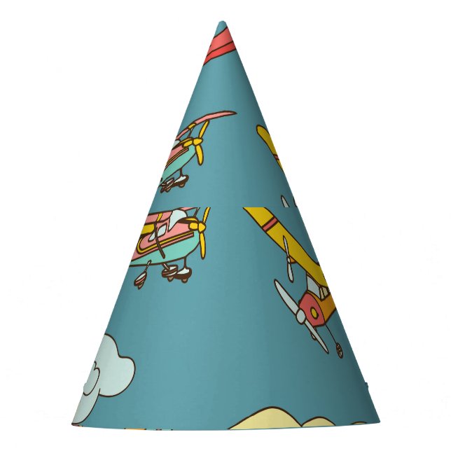 Sky High: Retro Plane Design Party Hat (Front)