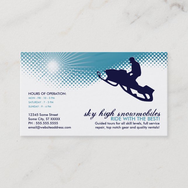 sky high snowmobiling business card (Front)