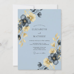 Sky Honey Leafy Wedding Invitation