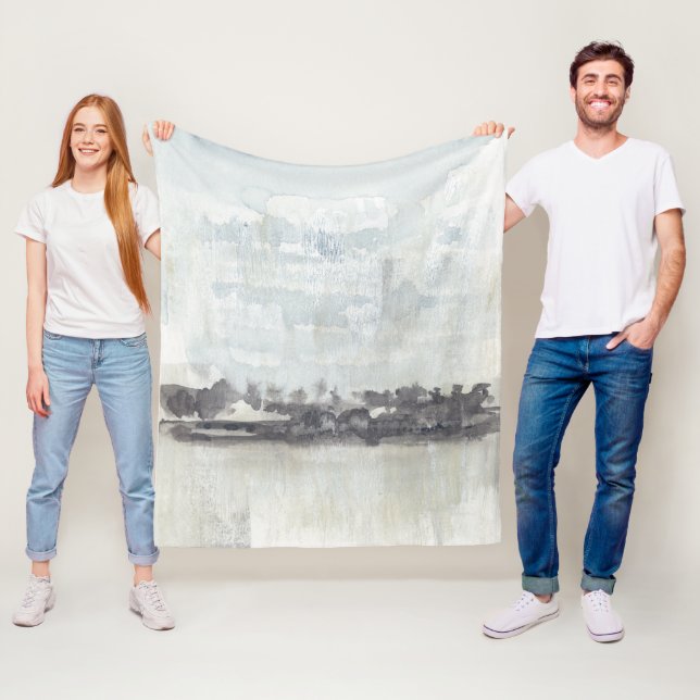 Sky Horizon - Neutral Colors Fleece Blanket (In Situ)