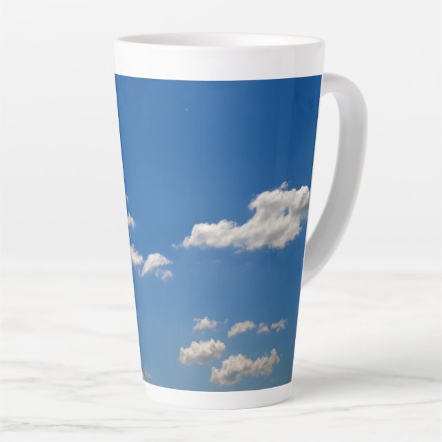 Sky is blue and white clouds are passing by  latte mug (Right Angle)