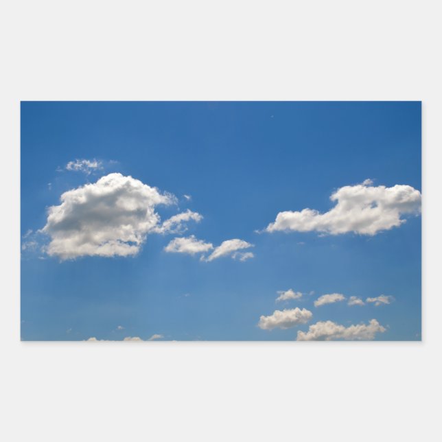 Sky is blue and white clouds are passing by   rectangular sticker (Front)