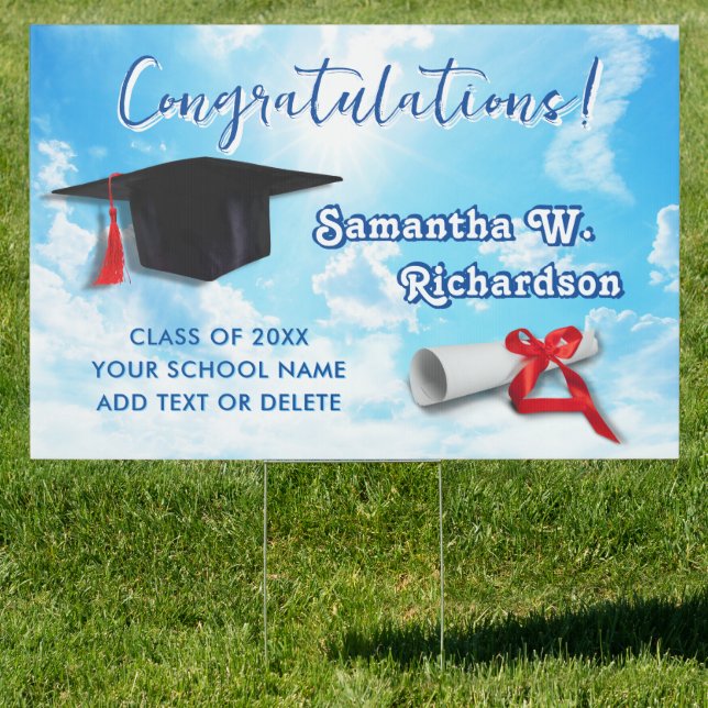 Sky Is The Limit Congrats Happy Graduation Party Sign (Insitu)