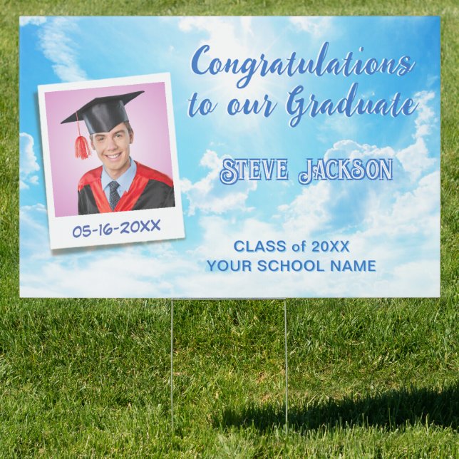 Sky Is The Limit Congrats Photo Graduation Party Sign (Insitu)