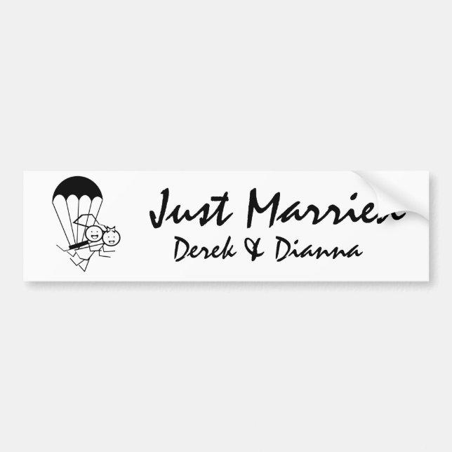 Sky Jump Wedding Bumper Sticker (Front)
