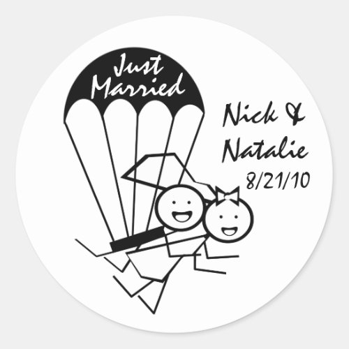 Sky Jump Wedding Classic Round Sticker