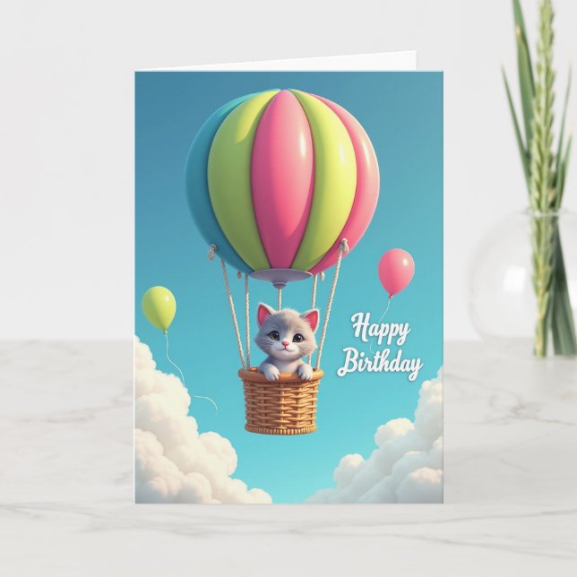 Sky Kitten Birthday Scene Card (Front)