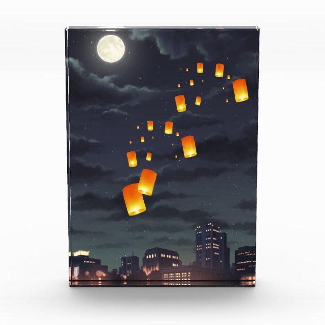 Sky lantern/yellow lamp/night light acrylic award (Front)