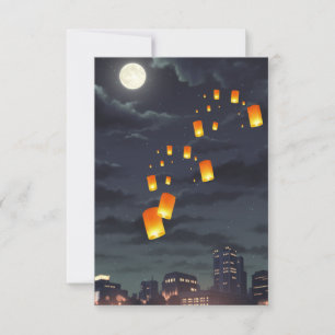 Sky lantern/yellow lamp/night light RSVP card
