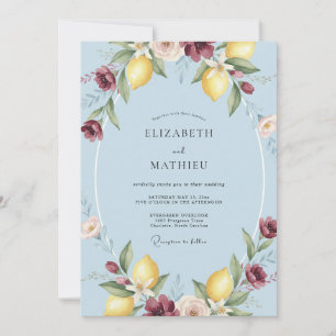 Sky Lemon Citrus Eucalyptus Wedding Invitation