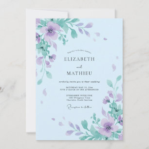 Sky Lilac Blossom Wedding Invitation