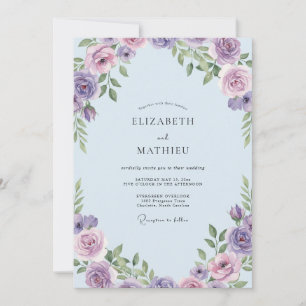 Sky Lilac Petal Wedding Invitation